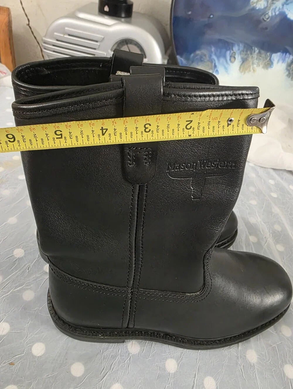 Mason Western Black Leather Boots Size 7E2